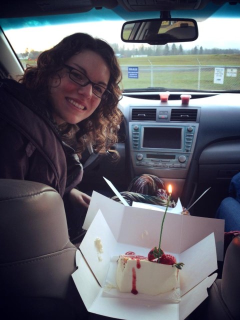 birthday cake in car