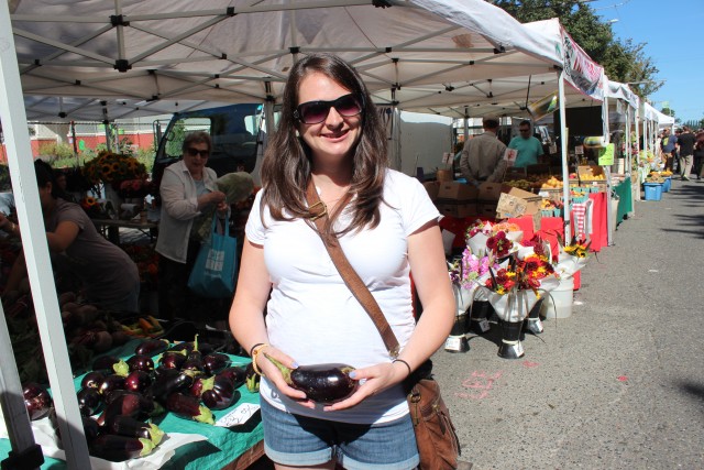 seattles farmers market size of eggplant baby